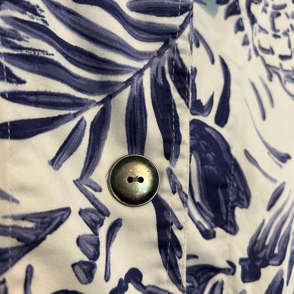 Chico's White and Blue Blazer with Floral Print - Picture 3 of 6